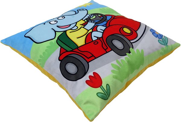 Vankúš Vankúš 30 × 30 cm, slon Eda neposeda, autíčko ...
