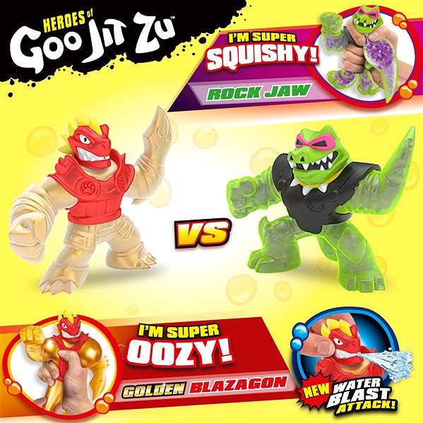 Figura A Goo Jit Zu figurája a Blazagon és a Rock Jaw Double Pack 2. sorozat Jellemzők/technológia