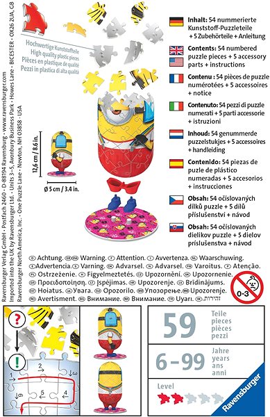 3D Puzzle Ravensburger 3D puzzle 112289 Minions 2 Character - Roller Skater 54 pieces Packaging/box