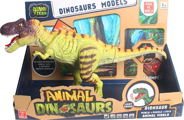 Figure Dinosaur Tyrannosaurus Green with Sounds Packaging/box