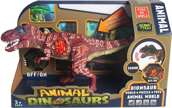 Figura Tyrannosaurus dinoszaurusz, vörös, hangokkal Csomagolás/doboz