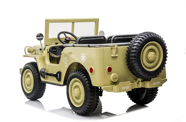 Dětské elektrické auto USA ARMY 4X4, 3 místné, béžové Boční pohled