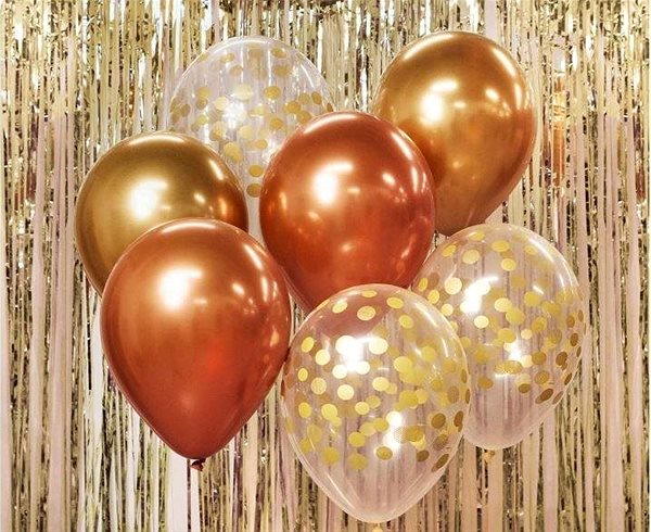 Balóny Súprava latexových balónikov – chromovaná ružovo-zlatá / rosegold 7 ks, 30 cm ...