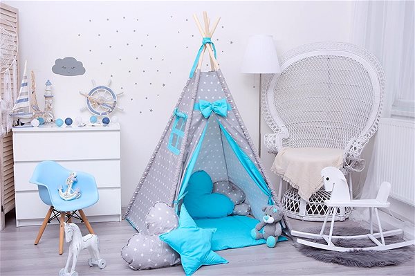 Tent for Children BabyTýpka Teepee Stars Blue Lifestyle