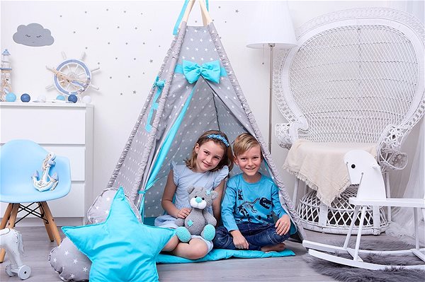 Tent for Children BabyTýpka Teepee Stars Blue Lifestyle