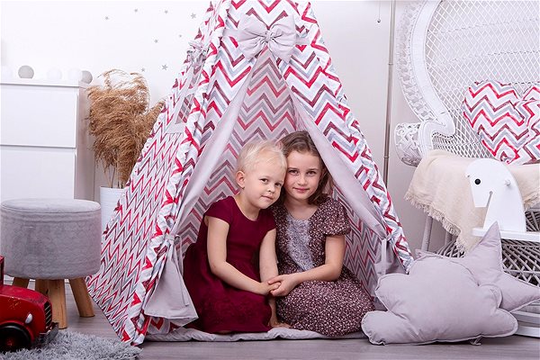 Tent for Children BabyTýpka Zigzag Tieepee, Red/Grey Lifestyle