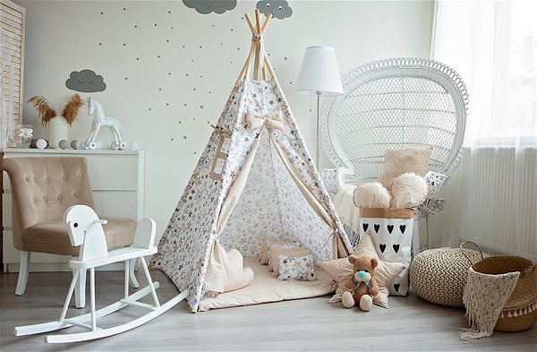 Tent for Children BabyTýpka Teepee Sky Beige Lifestyle