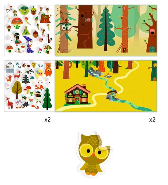 Kinder-Sticker Geschichten mit wiederverwendbaren Aufklebern Mysteriöser Wald ...