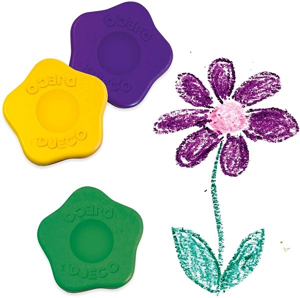 Buntstifte DJECO 12 Blumen-Wachsmalkreiden für die Kleinen Mermale/Technologie