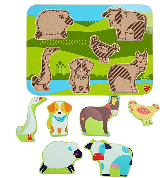 Kirakós játék Lucy & Leo 226 Állatkák a farmon - fa formaillesztő puzzle, 7 részes ...