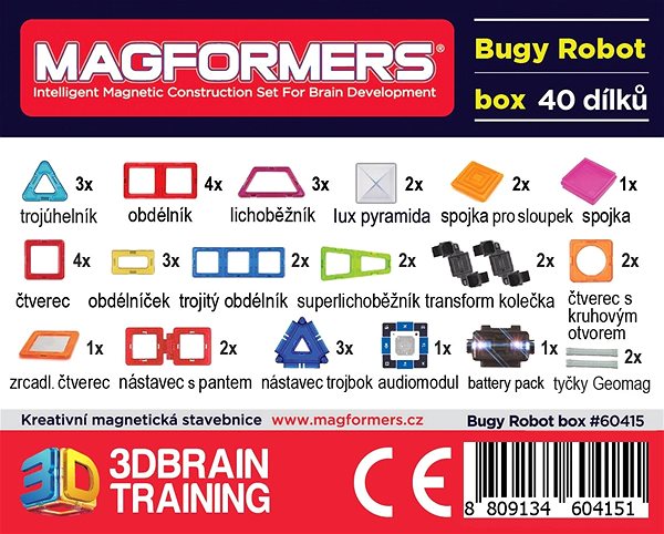 Building Set Magformers - Bugy Robot Box Features/technology