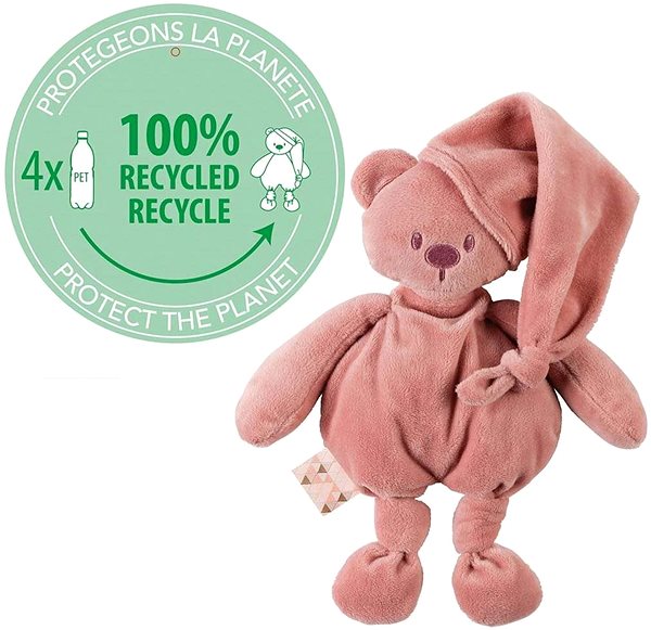 Kuscheltier Nattou Plüschspielzeug Teddybär Lapidou aus 100% Recyclingmaterial - altrosa - 36 cm ...