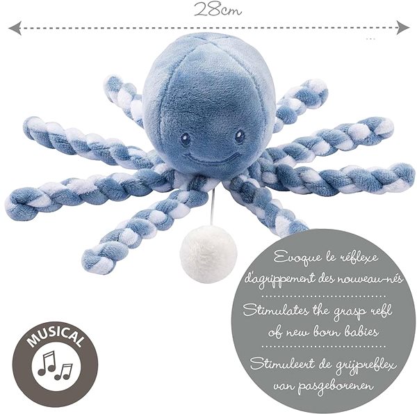 Plyšová hračka Nattou Prvá hrajúca hračka pre bábätká, chobotnička PIU PIU Lapidou blue infinity/light blue 0 mes.+ ...