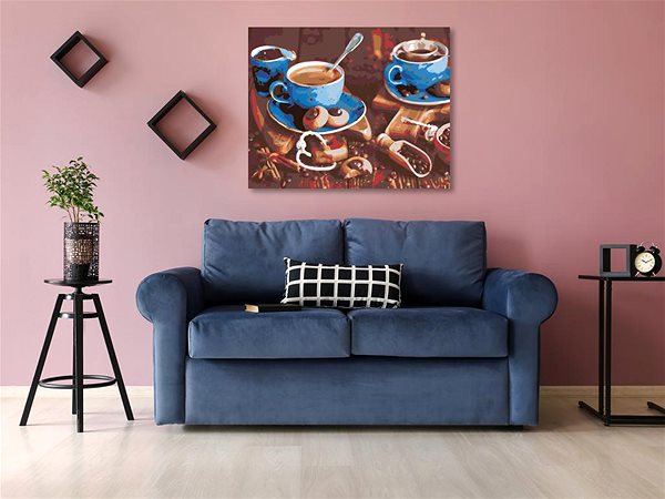 Maľovanie podľa čísel Maľovanie podľa čísel - Modré šálky kávy I., 50 x 40 cm, bez rámu a napnutého plátna ...