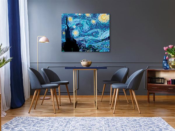 Maľovanie podľa čísel Maľovanie podľa čísel – Hviezdna noc (van Gogh), 100 × 80 cm, bez rámu a bez napnutia plátna ...
