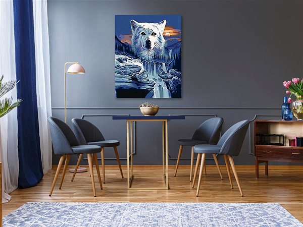 Malování podle čísel Malování podle čísel - Vlk a vodopády, 40x50 cm, vypnuté plátno na rám ...
