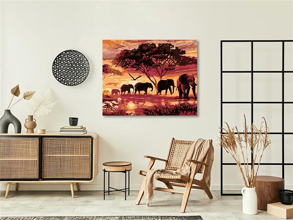 Maľovanie podľa čísel Maľovanie podľa čísel – Slony, 50 × 40 cm, napnuté plátno na ráme ...