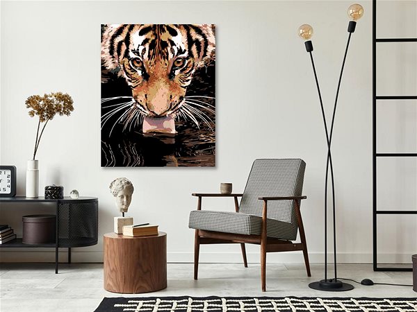 Maľovanie podľa čísel Maľovanie podľa čísel - Tiger pri vode, 40 x 50 cm, napnuté plátno na ráme ...