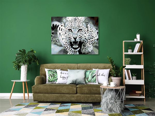Maľovanie podľa čísel Maľovanie podľa čísel - Čierno-biely leopard, 50 x 40 cm, napnuté plátno na ráme ...