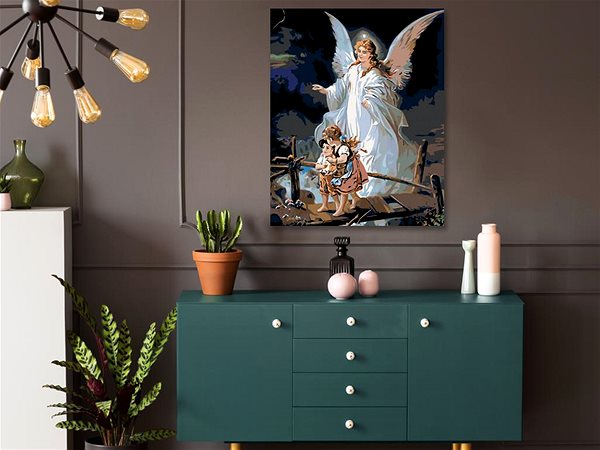 Maľovanie podľa čísel Maľovanie podľa čísel – Anjel strážny, 40 × 50 cm, napnuté plátno na rám ...