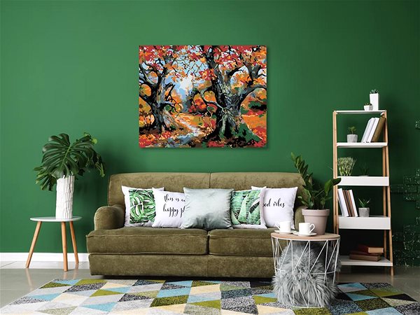 Maľovanie podľa čísel Maľovanie podľa čísel – Stromy a jesenná krajina, 50 × 40 cm, napnuté plátno na rám ...