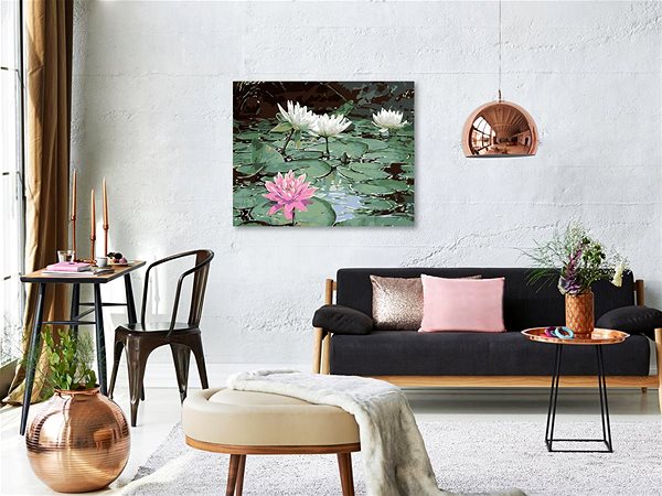 Maľovanie podľa čísel Maľovanie podľa čísel – Ružové lekno a tri biele, 50 × 40 cm, napnuté plátno na rám ...