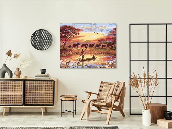 Maľovanie podľa čísel Maľovanie podľa čísel – Africký západ slnka, 100 × 80 cm, napnuté plátno na rám ...