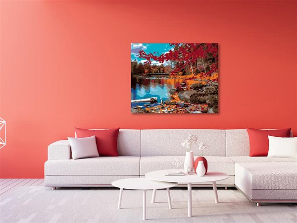 Maľovanie podľa čísel Maľovanie podľa čísel – Červená jeseň, 100 × 80 cm, napnuté plátno na rám ...