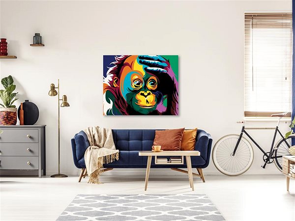 Malování podle čísel Malování podle čísel - Malá barevná opička, 50x40 cm, vypnuté plátno na rám ...
