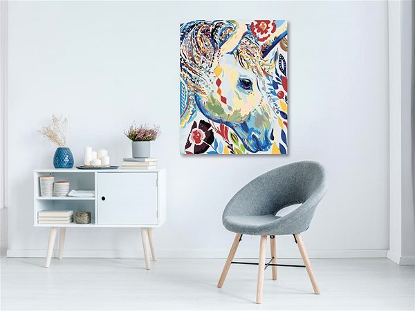 Maľovanie podľa čísel Maľovanie podľa čísel – Kvetinová biela kobyla, 40 × 50 cm, plátno napnuté na ráme ...