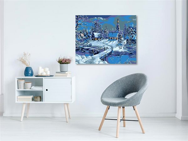 Malování podle čísel Malování podle čísel - Zamrzlá říčka, 50x40 cm, vypnuté plátno na rám ...