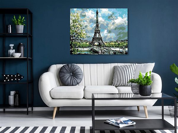 Maľovanie podľa čísel Maľovanie podľa čísel - Eiffelovka s jarnými stromami, 50 x 40 cm, napnuté plátno na ráme ...