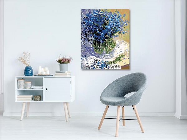 Maľovanie podľa čísel Maľovanie podľa čísel – Kytica modrých kvetov, 40 × 50 cm, bez rámu a napnutého plátna ...