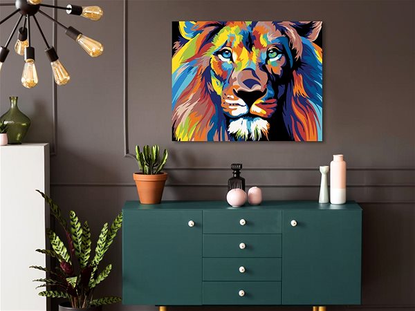 Maľovanie podľa čísel Maľovanie podľa čísel – Farebný lev II, 50 × 40 cm, napnuté plátno na ráme ...