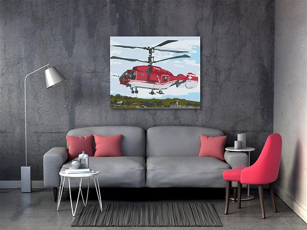 Maľovanie podľa čísel Maľovanie podľa čísel - Záchranárský vrtuľník, 50 x 40 cm, napnuté plátno na ráme ...