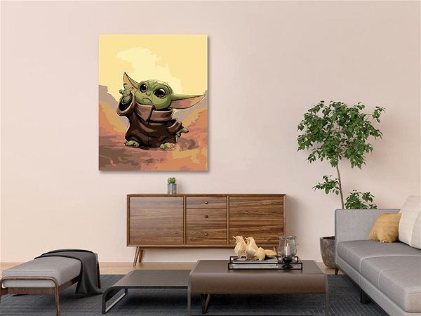 Maľovanie podľa čísel Maľovanie podľa čísel – Baby Yoda, 40 × 50 cm, vypnuté plátno na rám ...