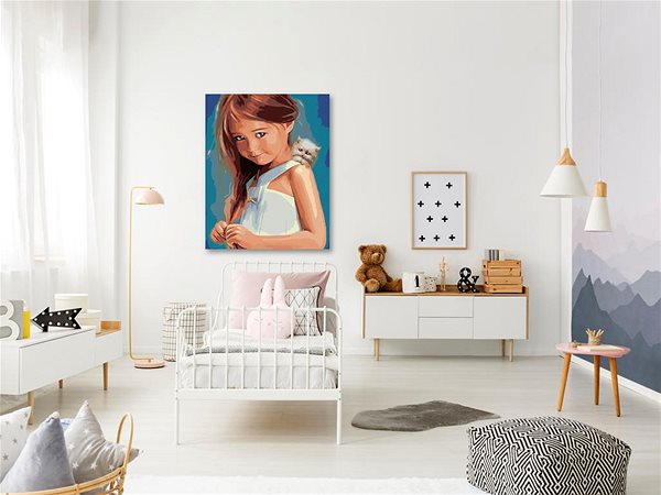 Maľovanie podľa čísel Maľovanie podľa čísel - Dievča s mačiatkom, 40 x 50 cm, bez rámu a napntuého plátna ...