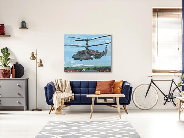 Maľovanie podľa čísel Maľovanie podľa čísel - Vojenský vrtuľník, 50 x 40 cm, bez rámu a napnutého plátna ...