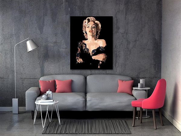 Maľovanie podľa čísel Maľovanie podľa čísel - Marilyn v čiernych šatách, 40 x 50 cm, bez rámu a napnutého plátna ...