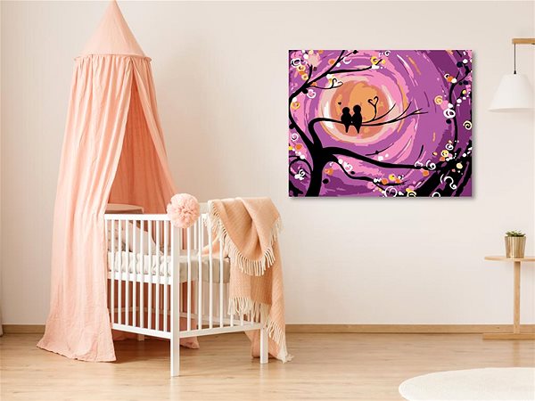 Malování podle čísel Malování podle čísel - Ptačí romance, 50x40 cm, vypnuté plátno na rám ...