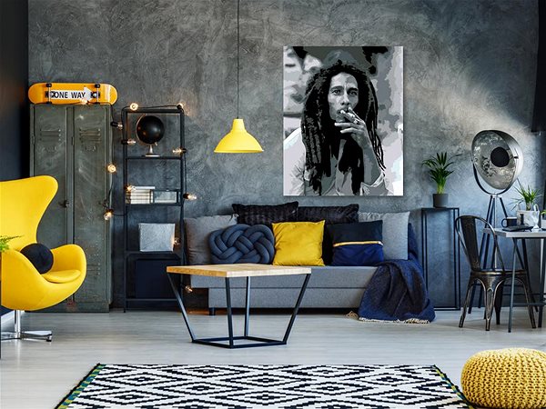 Malen nach Zahlen Malen nach Zahlen - Smoking Bob Marley, 40x50 cm, ohne Rahmen und ohne Leinwand ...