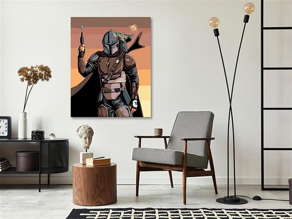 Maľovanie podľa čísel Maľovanie podľa čísel – Mandalorian a baby Yoda, 40 × 50 cm, vypnuté plátno na rám ...