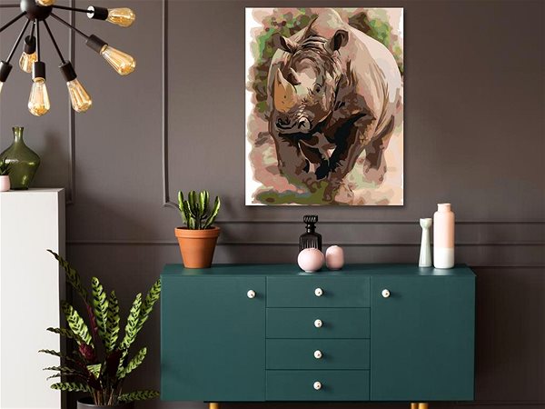 Maľovanie podľa čísel Maľovanie podľa čísel – Nosorožec, 40 × 50 cm, napnuté plátno na rám ...