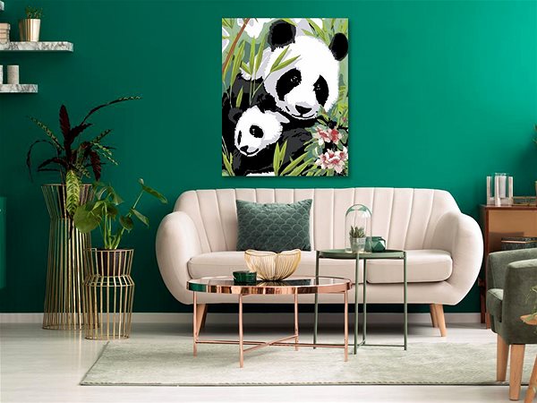 Maľovanie podľa čísel Maľovanie podľa čísel – Panda s mláďaťom, 40 × 50 cm, napnuté plátno na rám ...