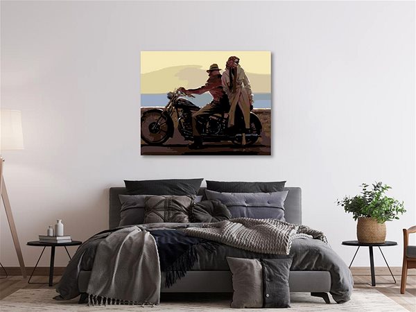 Maľovanie podľa čísel Maľovanie podľa čísel – Milenci na motorke, 50 × 40 cm, napnuté plátno na rám ...