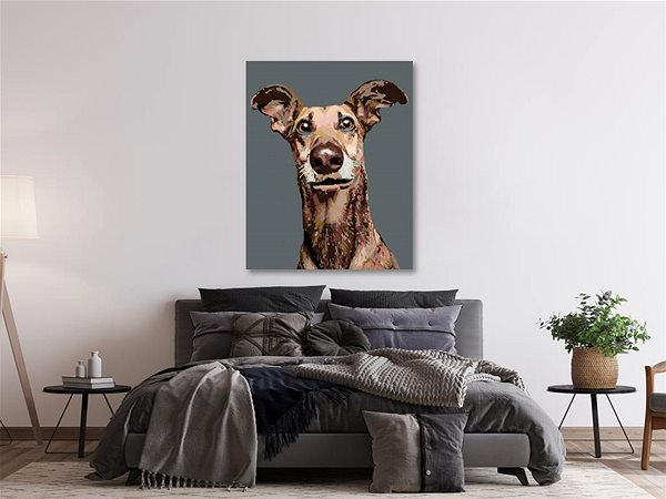 Maľovanie podľa čísel Maľovanie podľa čísel – Pes s nastraženými ušami, 40 × 50 cm, bez rámu a bez napnutia plátna ...