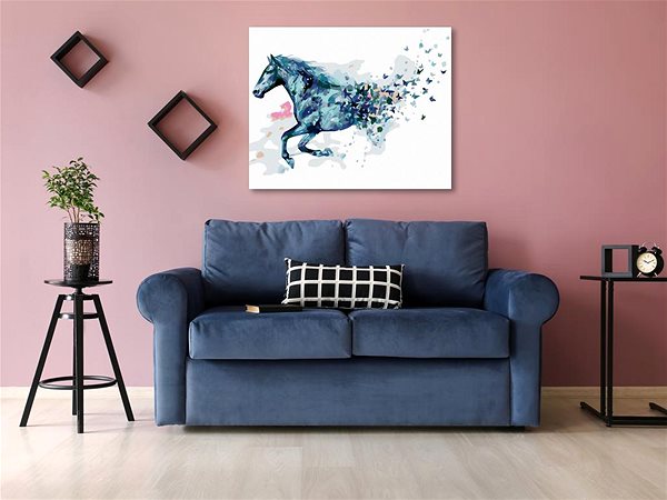 Maľovanie podľa čísel Maľovanie podľa čísel – Abstraktný kôň modrý, 50 × 40 cm, bez rámu a bez napnutia plátna ...