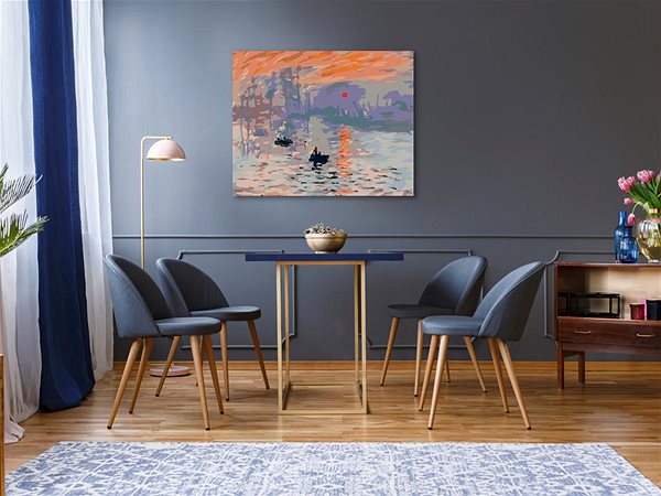 Maľovanie podľa čísel Maľovanie podľa čísel – Východ slnka (C.Monet), 100 × 80 cm, vypnuté plátno na rám ...