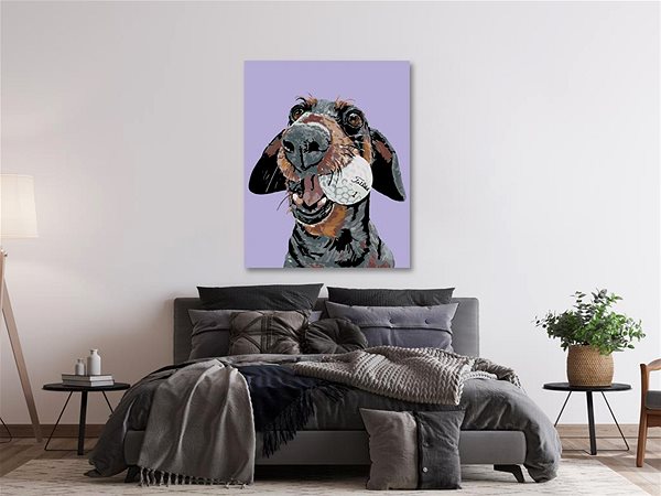 Maľovanie podľa čísel Maľovanie podľa čísel – Pes s golfovou loptičkou, 80 × 100 cm, napnuté plátno na rám ...