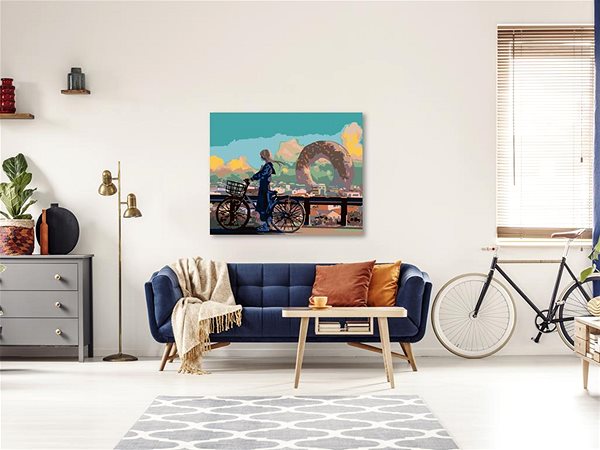 Maľovanie podľa čísel Maľovanie podľa čísel – Dievča na bicykli, 100 × 80 cm, napnuté plátno na rám ...